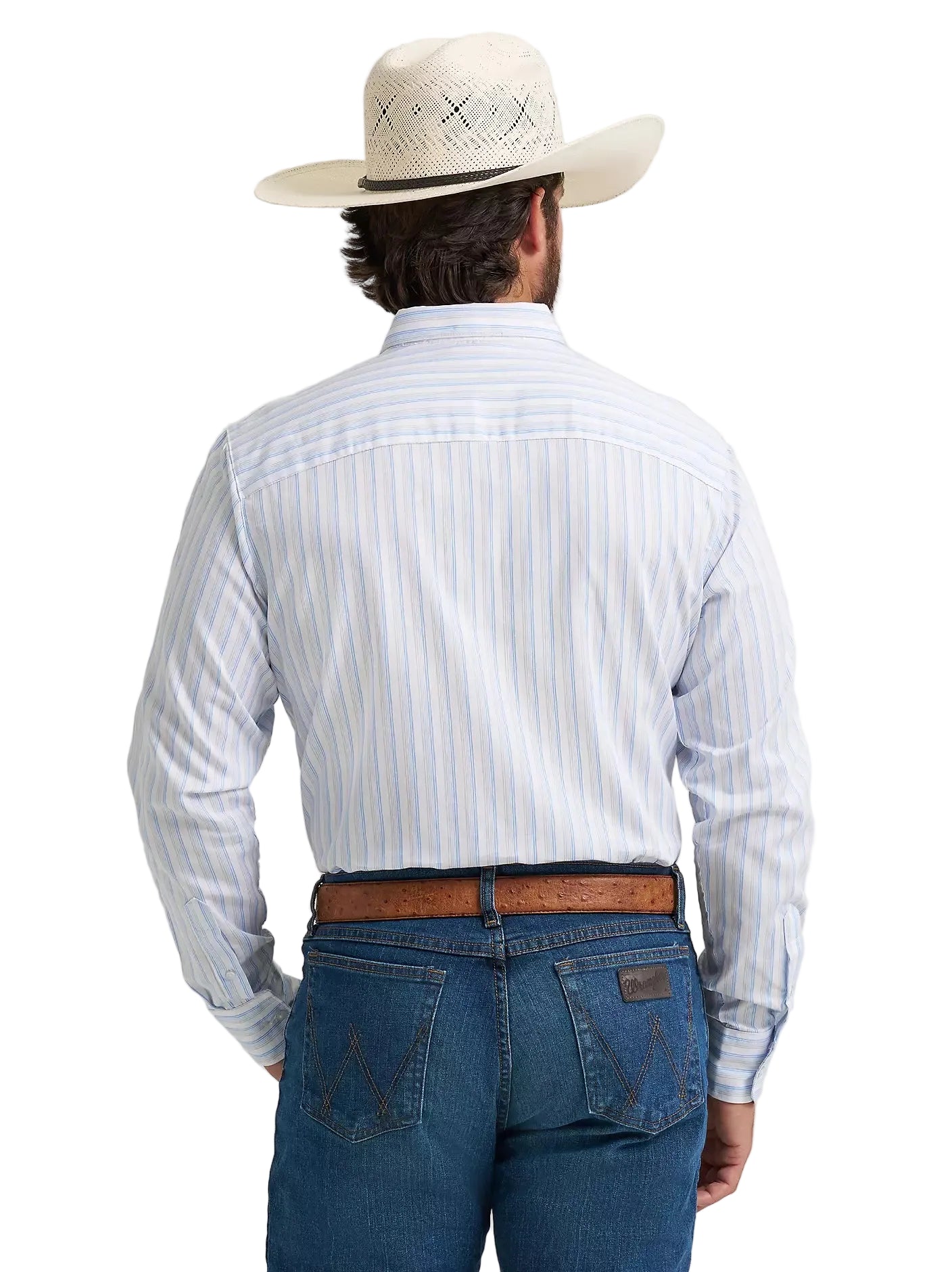 Men's Wrangler Azure Stripes Cody Johnson One Pocket Button Down Shirt 112374488