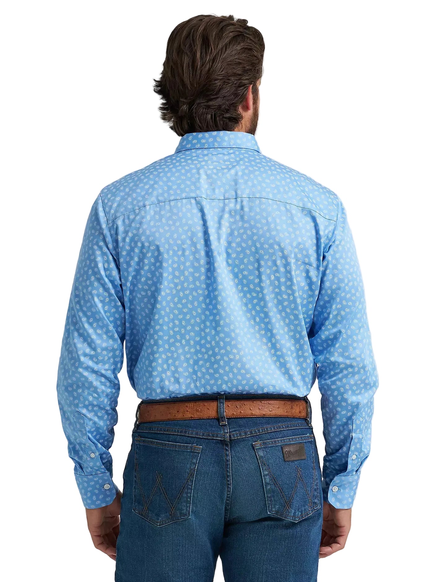 Men's Wrangler Cody Johnson Azure Paisley One Pocket Button Down Shirt 112374495