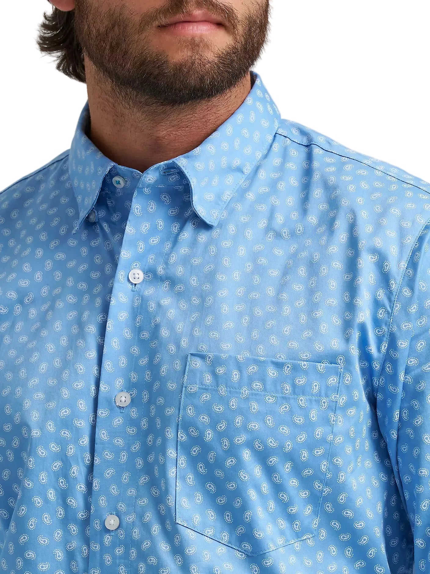 Men's Wrangler Cody Johnson Azure Paisley One Pocket Button Down Shirt 112374495