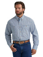 Men's Wrangler® George Strait™ Baby Blue Paisley Long Sleeve Button Down Two Pocket Shirt 112374583