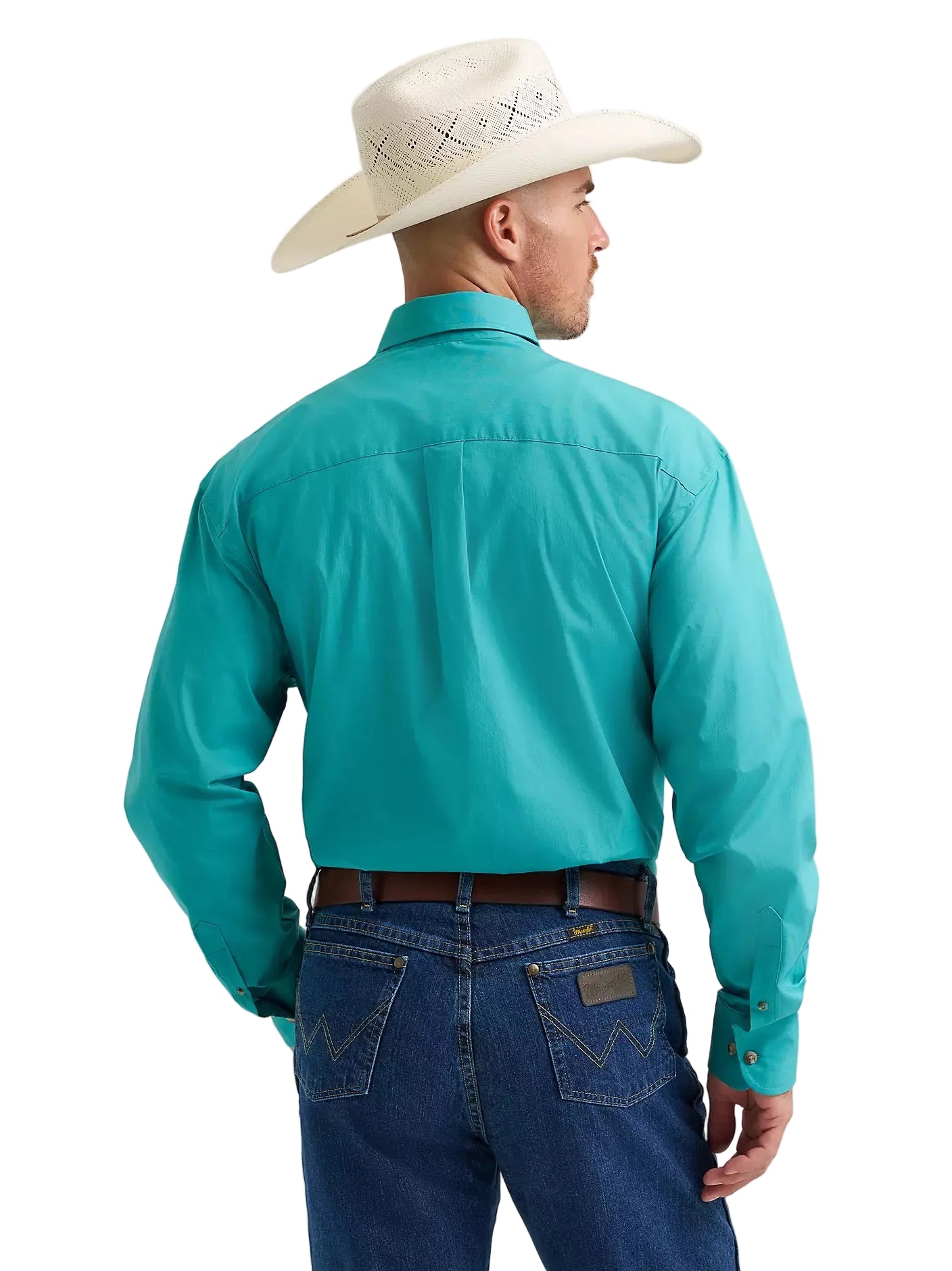 Men's Wrangler George Strait Solid One Pocket Button Down Shirt 112374595