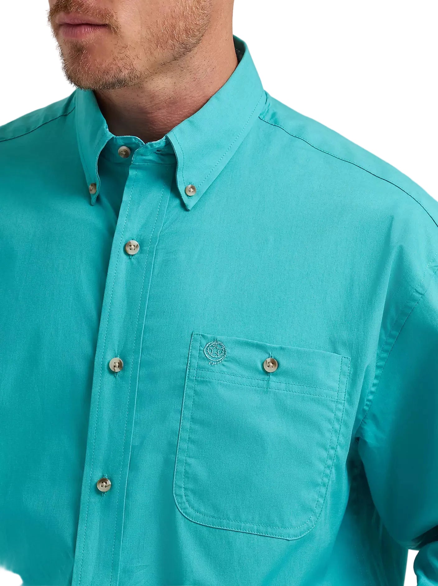 Men's Wrangler George Strait Solid One Pocket Button Down Shirt 112374595