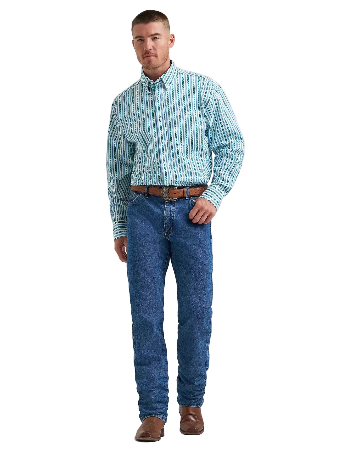 Men's Wrangler George Strait Long Sleeve Button Down One Pocket Shirt 112374596