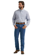 Men's Wrangler® George Strait™ Baby Blue Check Long Sleeve Button Down Two Pocket Shirt 112374605