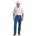 Men's Wrangler Baby Blue Dots George Strait Short Sleeve Button Down Shirt 112374607