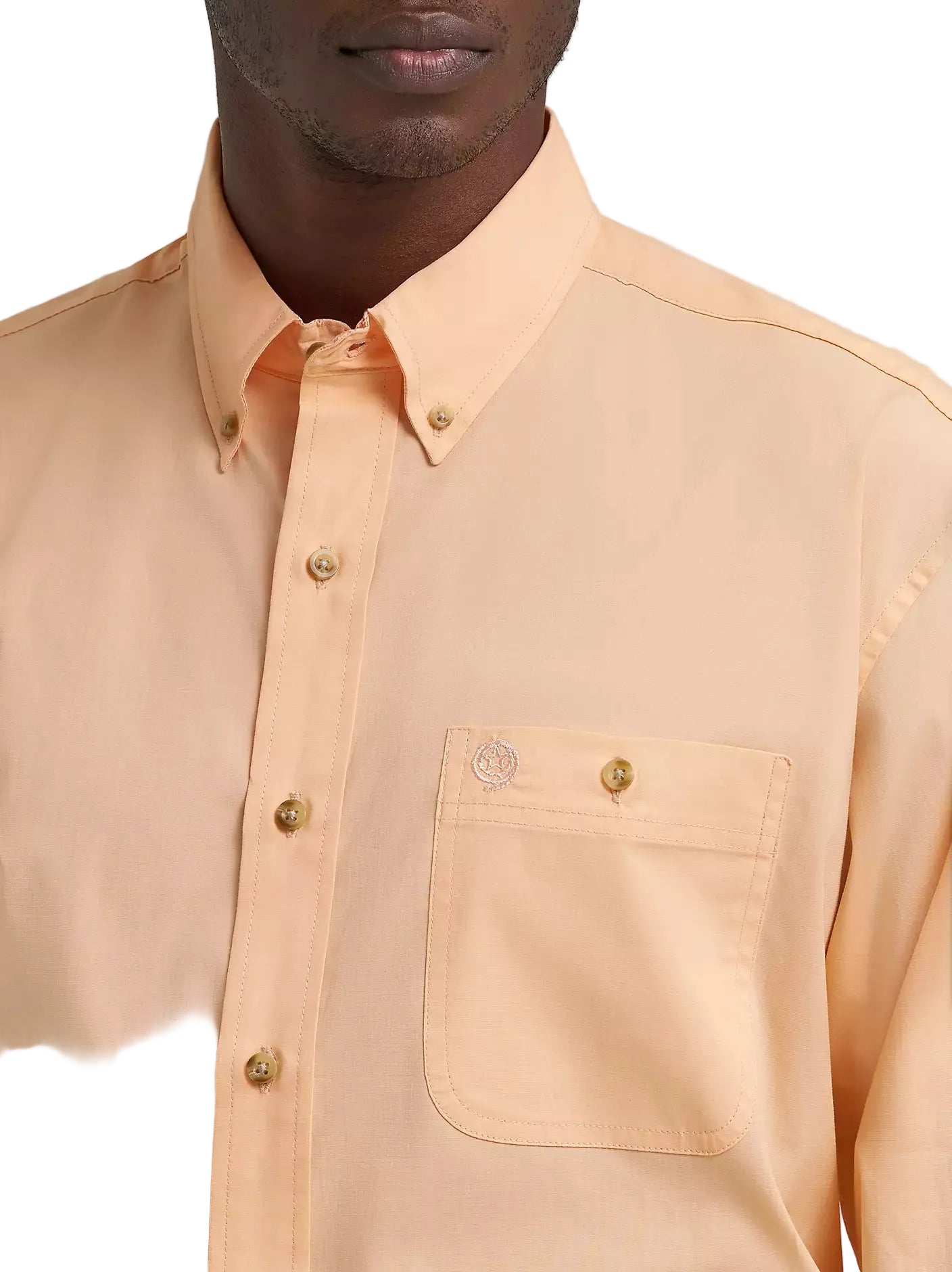 Men's Wrangler® George Strait™ Peachy Solid One Pocket Button Down Shirt 112374608