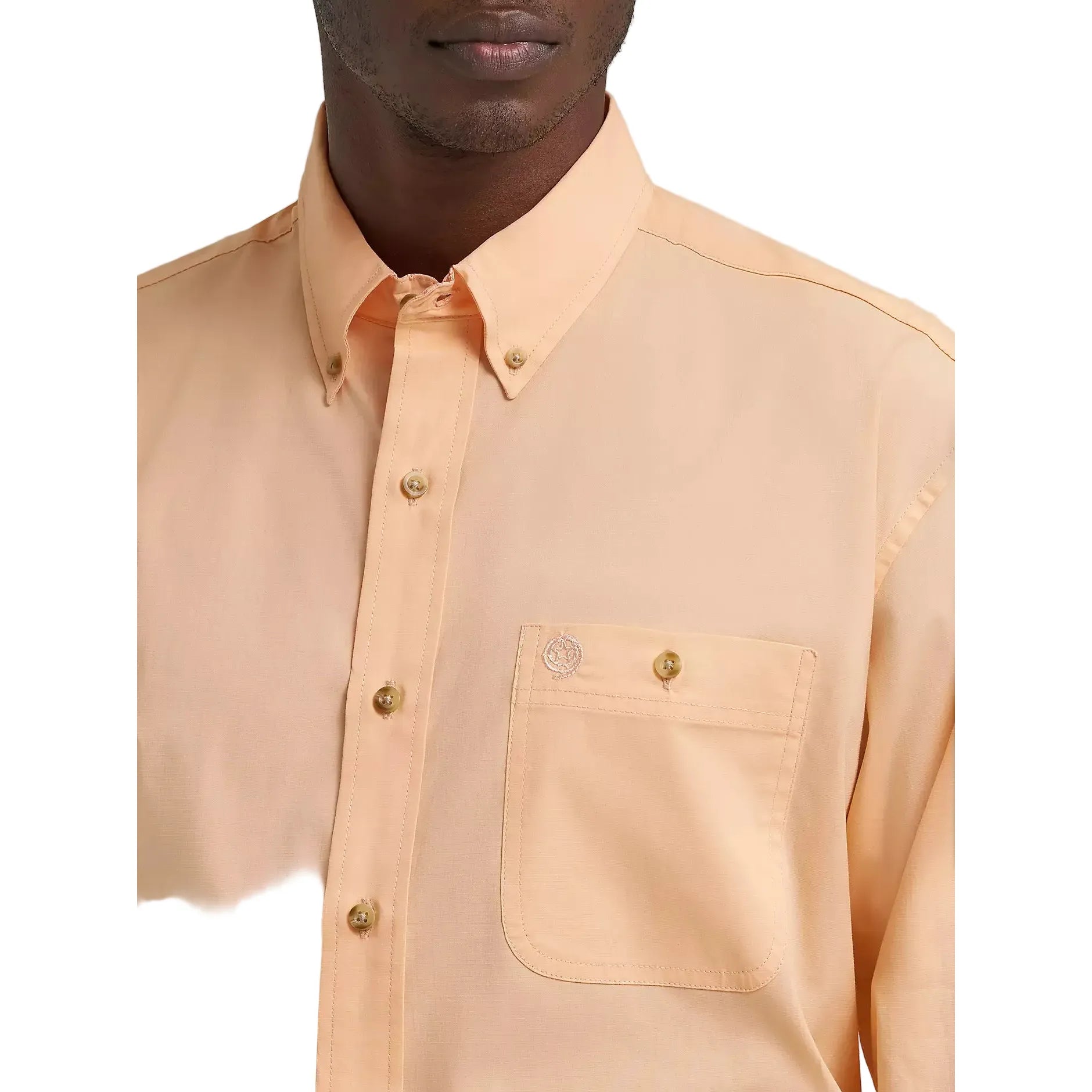 Men's Wrangler® George Strait™ Peachy Solid One Pocket Button Down Shirt 112374608