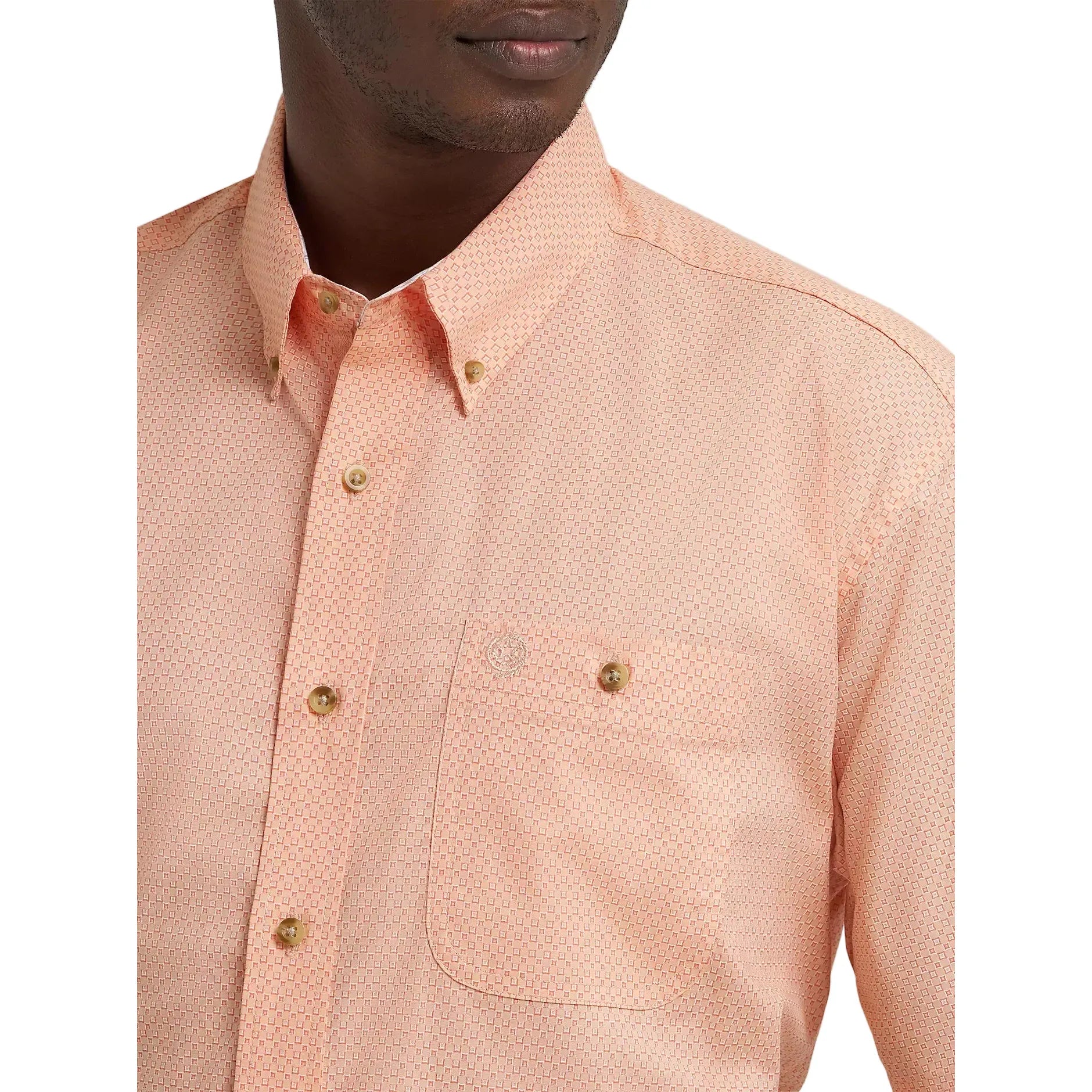 Men's Wrangler George Strait Peach Short Sleeve Button Down Shirt 112374611