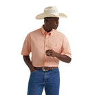 Men's Wrangler George Strait Peach Short Sleeve Button Down Shirt 112374611