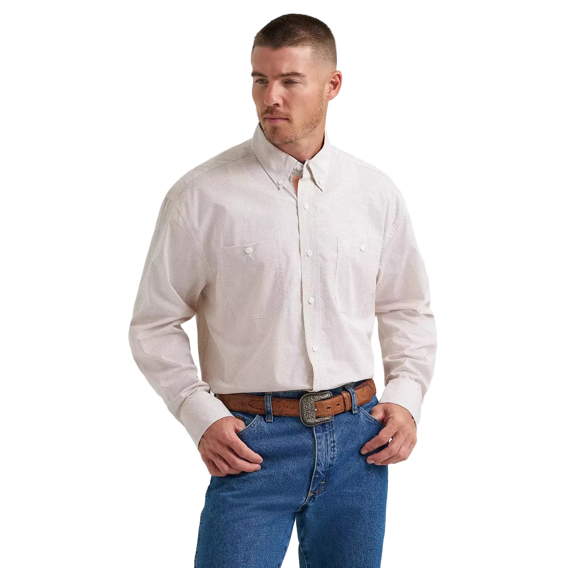 Men's Wrangler® George Strait™ Long Sleeve Button Down Two Pocket Shirt 112374612