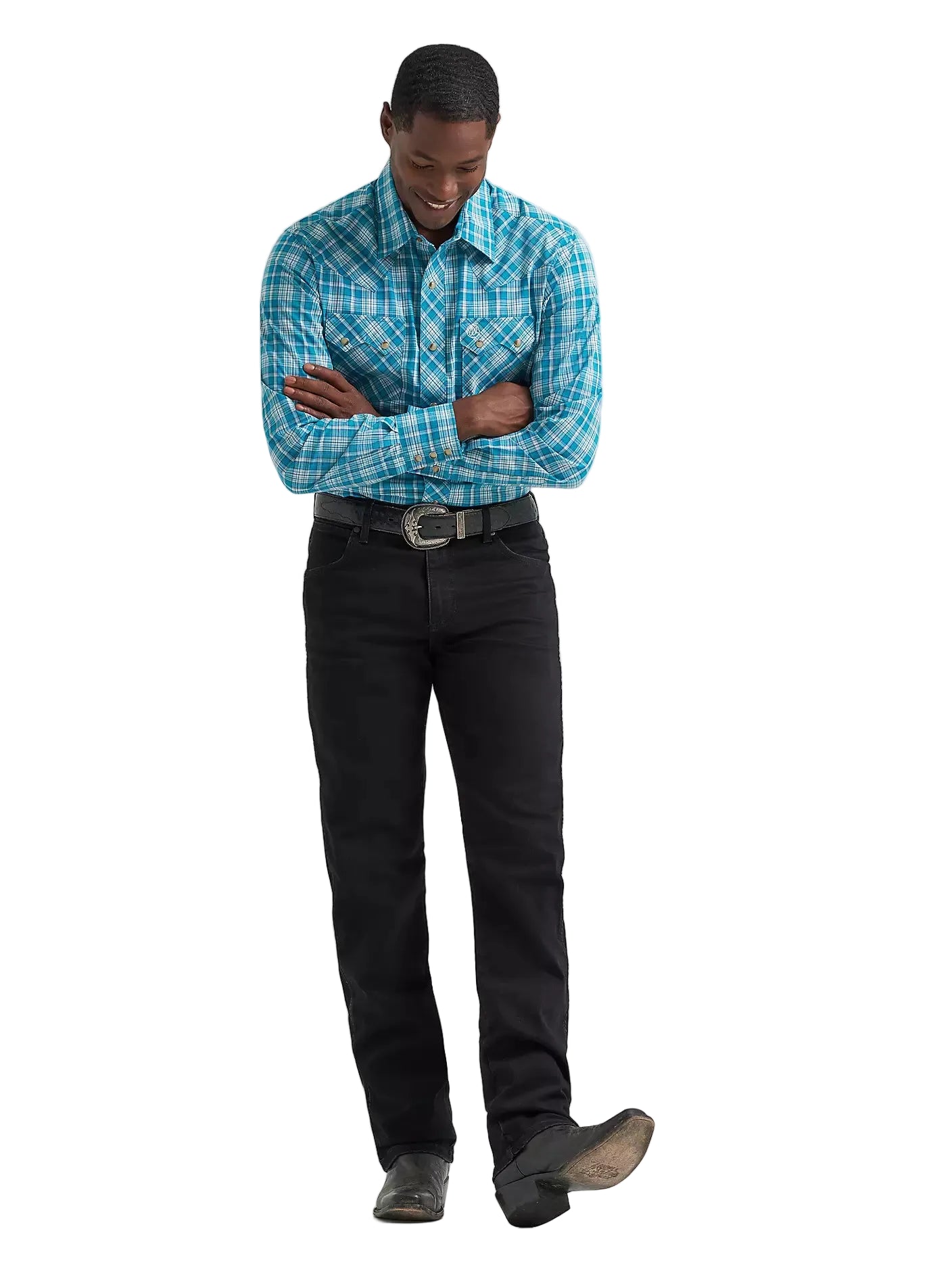 Men's Wrangler Retro® Deep Sea Long Sleeve Sawtooth Snap Pocket Western Shirt 112374744