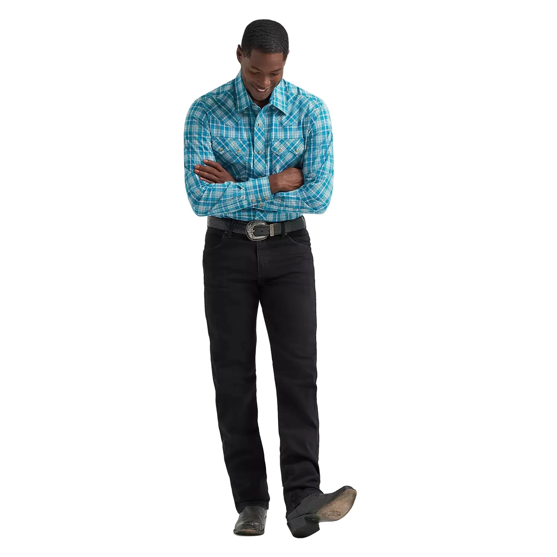 Men's Wrangler Retro® Deep Sea Long Sleeve Sawtooth Snap Pocket Western Shirt 112374744