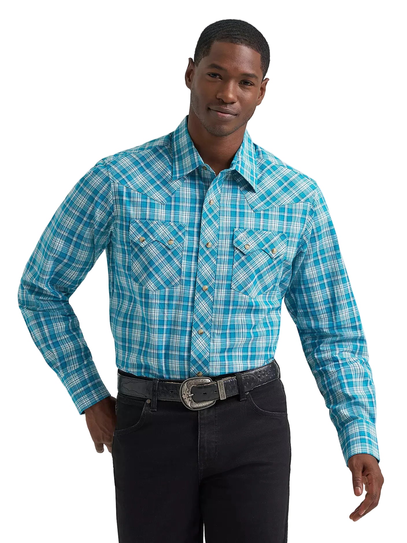 Men's Wrangler Retro® Deep Sea Long Sleeve Sawtooth Snap Pocket Western Shirt 112374744