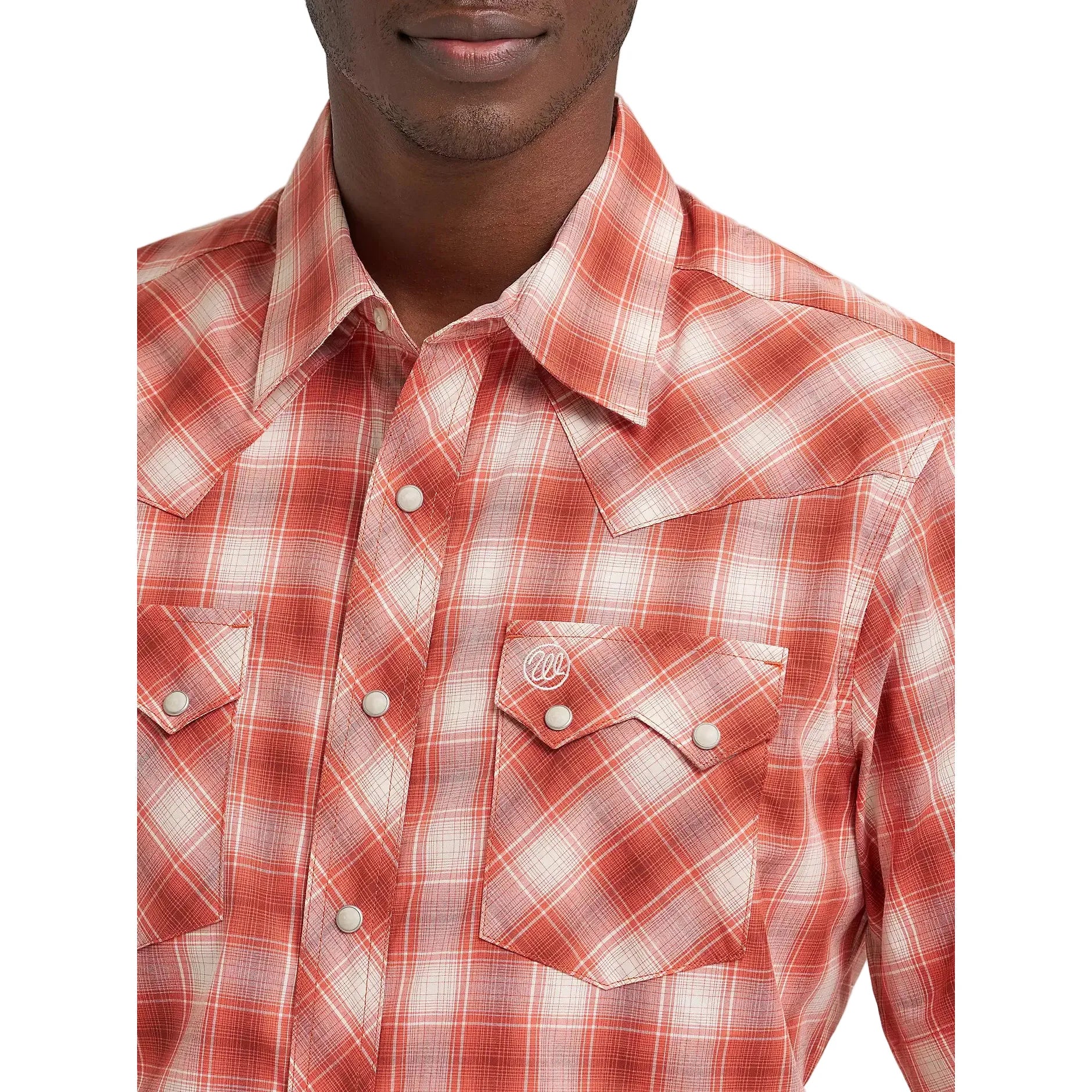 Men's Wrangler Burnt Orange Short Sleeve Western Snap Shirt 112374755