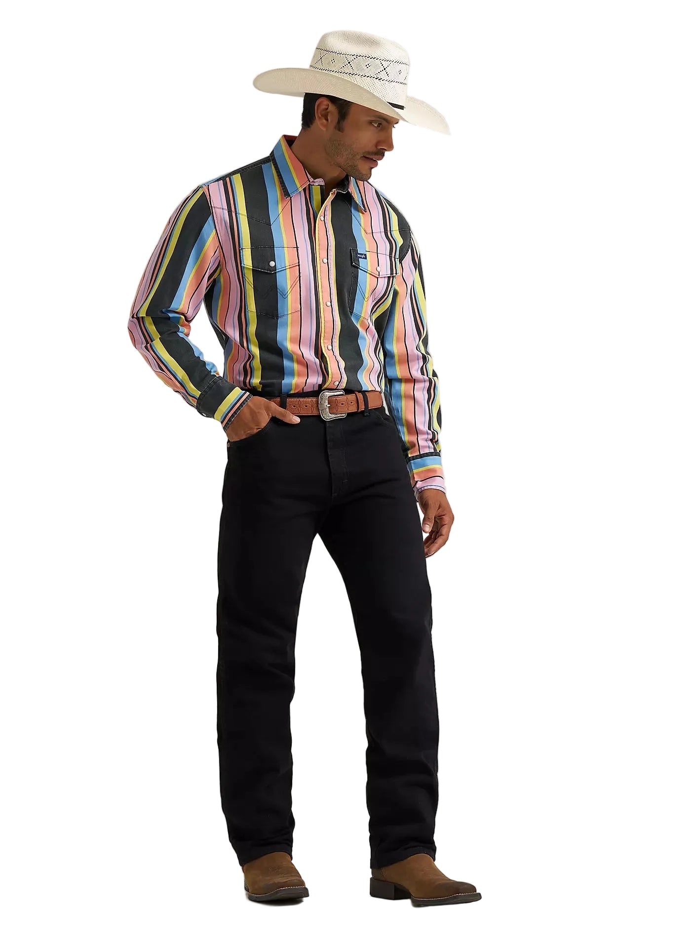 Men's Wrangler Vintage-Inspired Brushpopper Western Snap Work Shirt 112374803