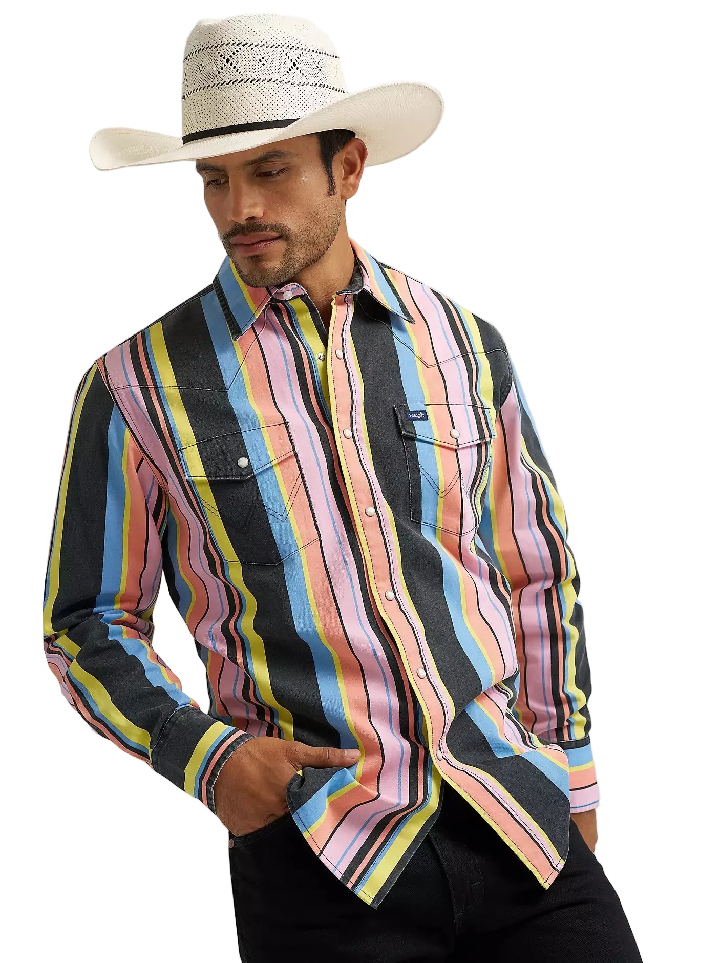 Men's Wrangler Vintage-Inspired Brushpopper Western Snap Work Shirt 112374803