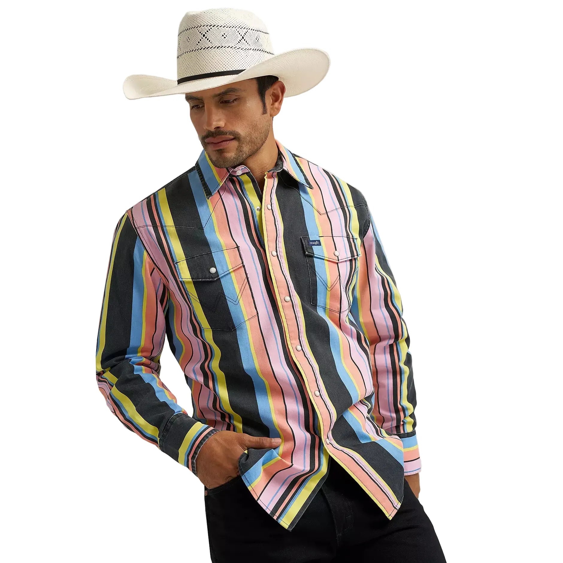Men's Wrangler Vintage-Inspired Brushpopper Western Snap Work Shirt 112374803