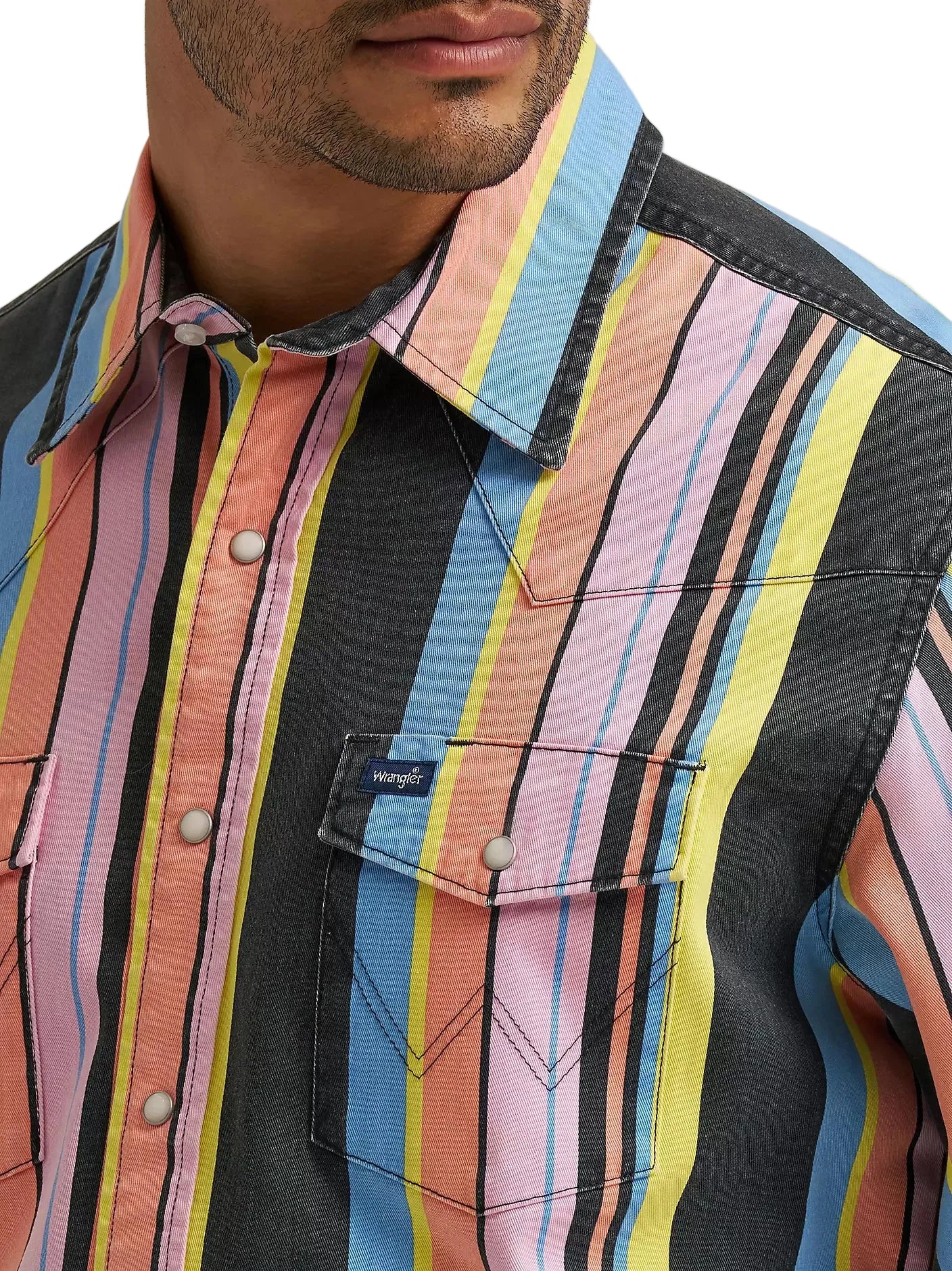 Men's Wrangler Vintage-Inspired Brushpopper Western Snap Work Shirt 112374803