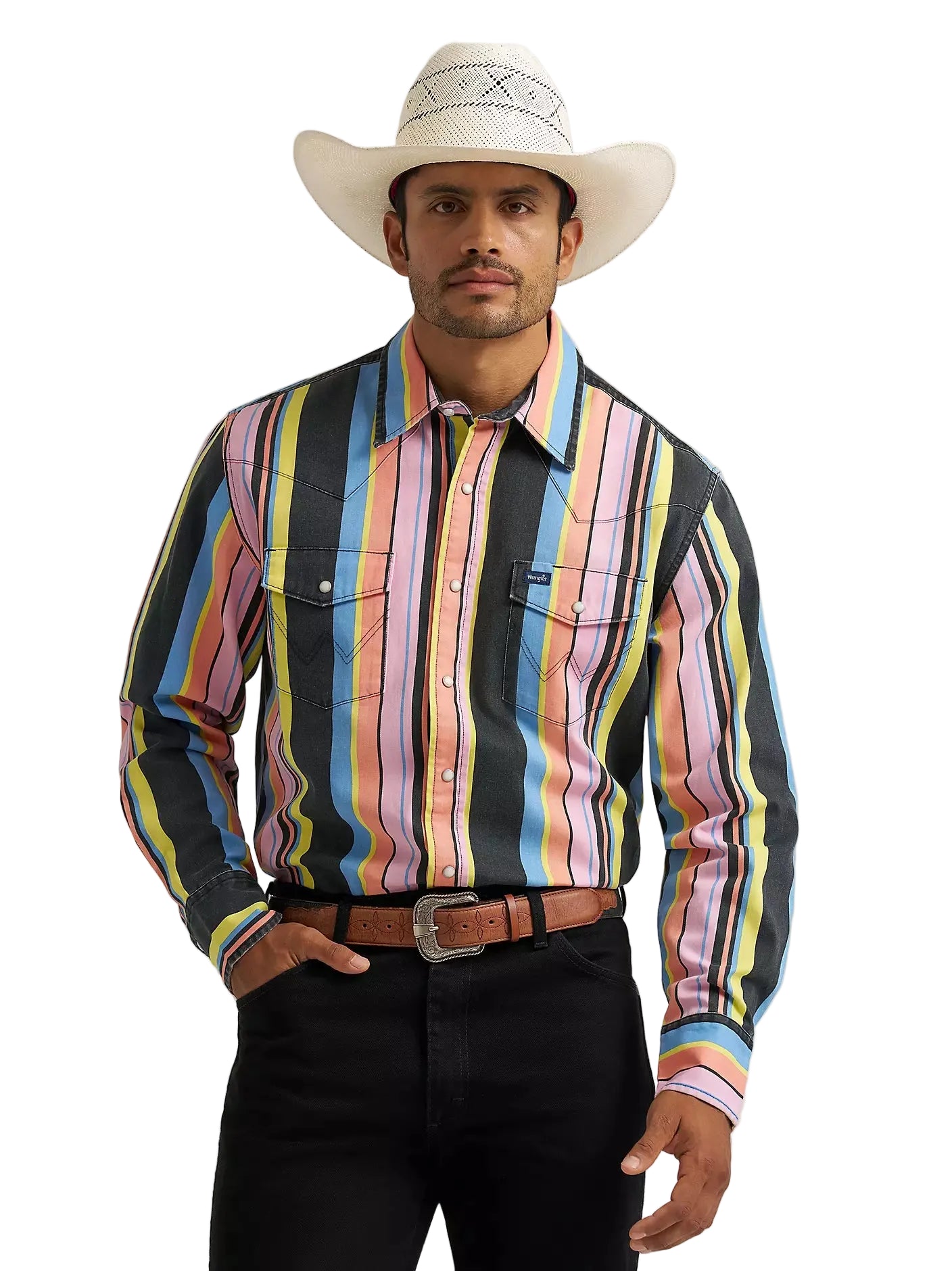 Men's Wrangler Vintage-Inspired Brushpopper Western Snap Work Shirt 112374803