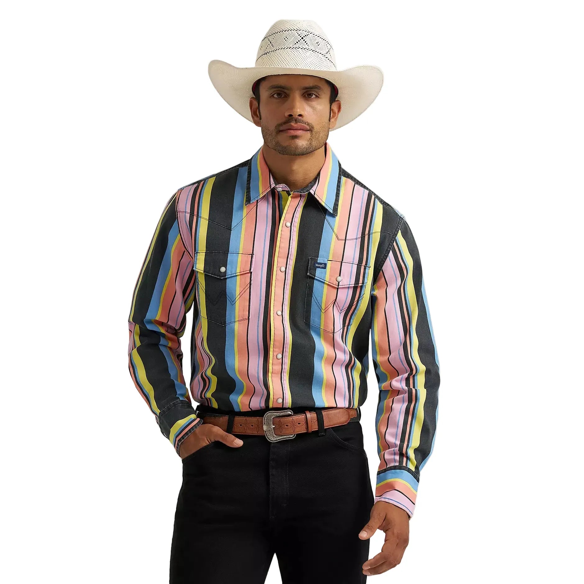 Men's Wrangler Vintage-Inspired Brushpopper Western Snap Work Shirt 112374803