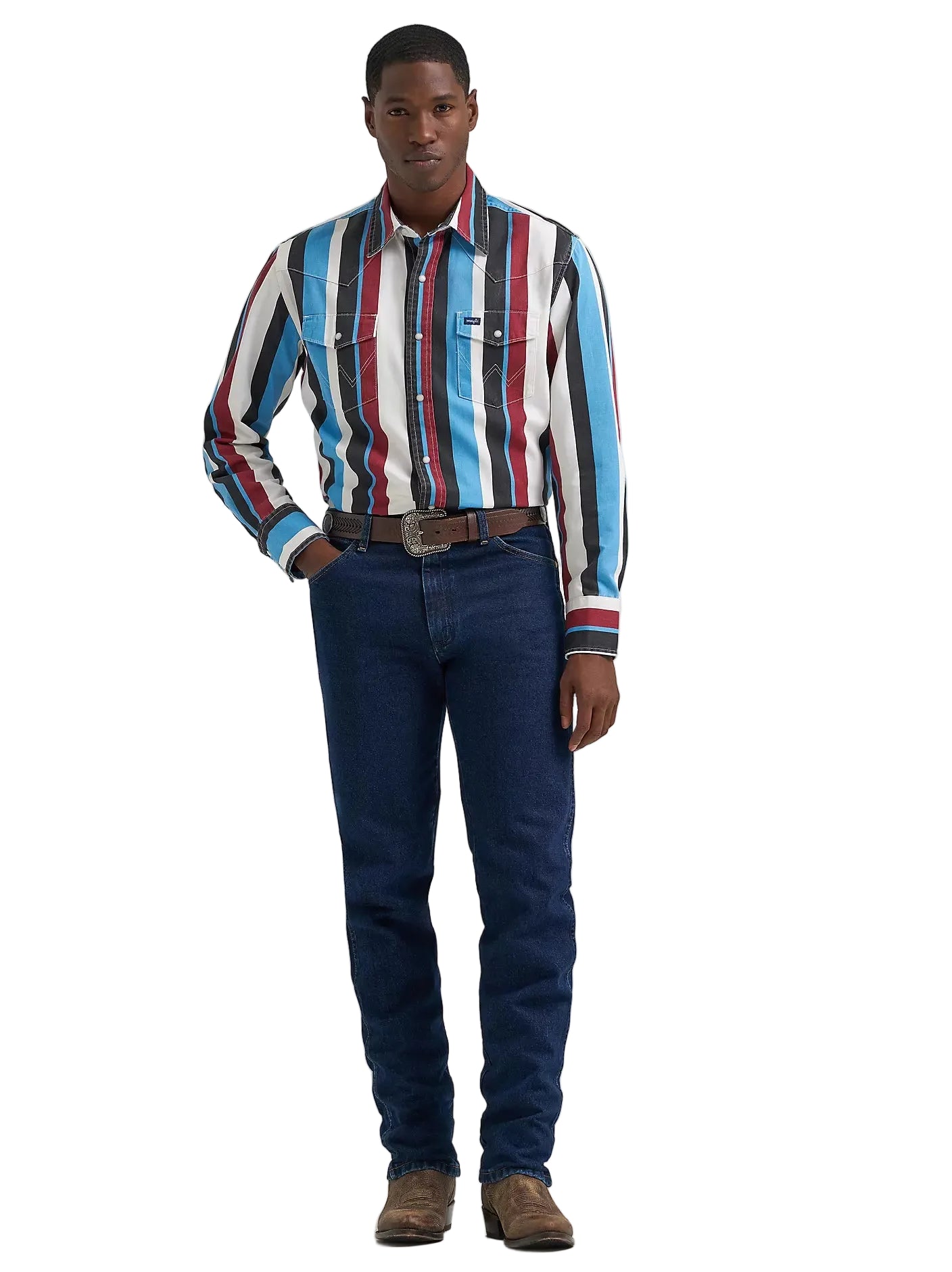 Men's Wrangler Vintage-Inspired Brushpopper Western Snap Work Shirt 112374804