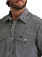 Men's Wrangler Cowboy Cut Short Sleeve Western Snap Chambray Work Shirt 112374841