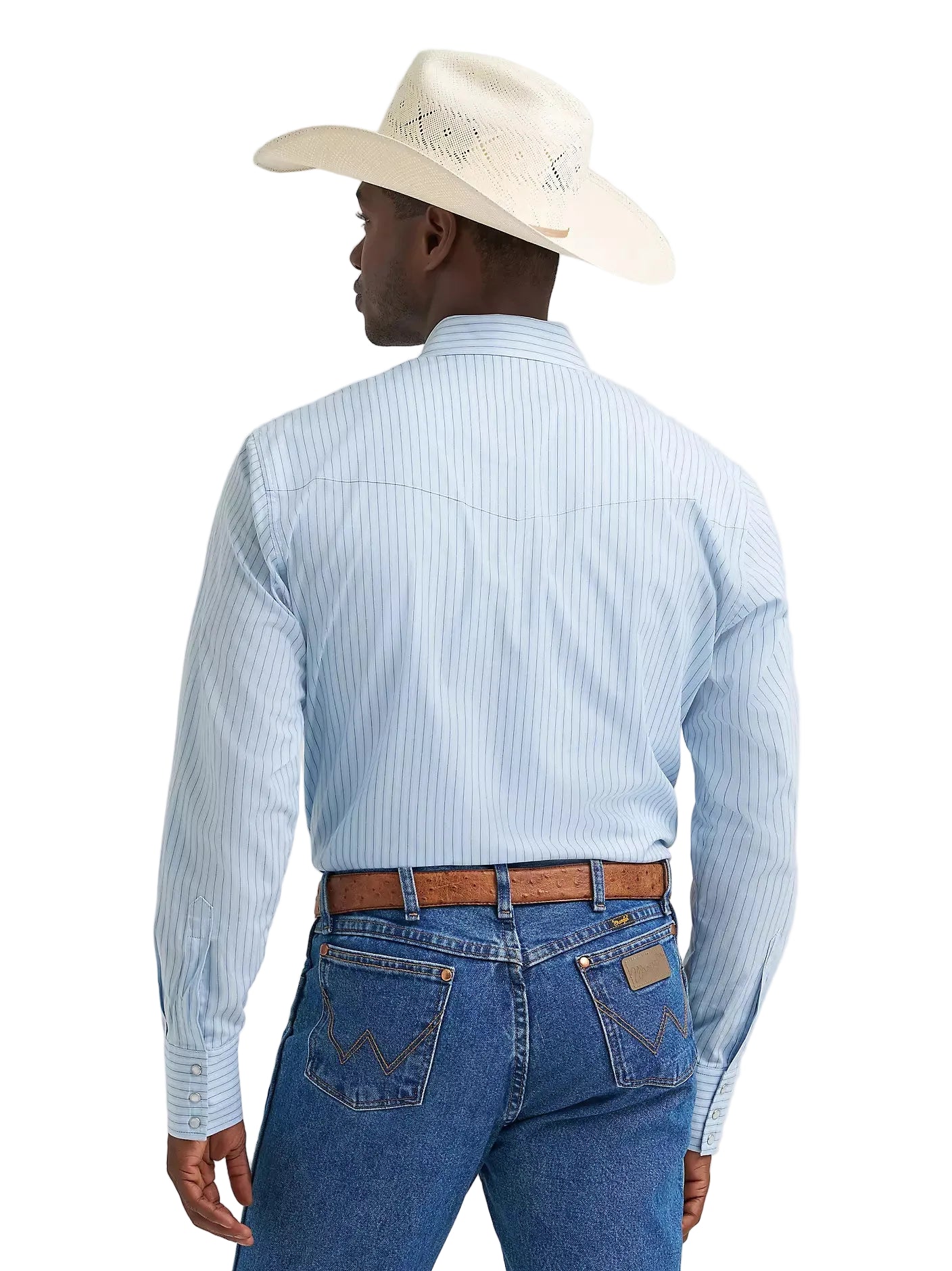 Men's Wrangler Wrinkle Resist Long Sleeve Western Snap Stripe Shirt 112374876