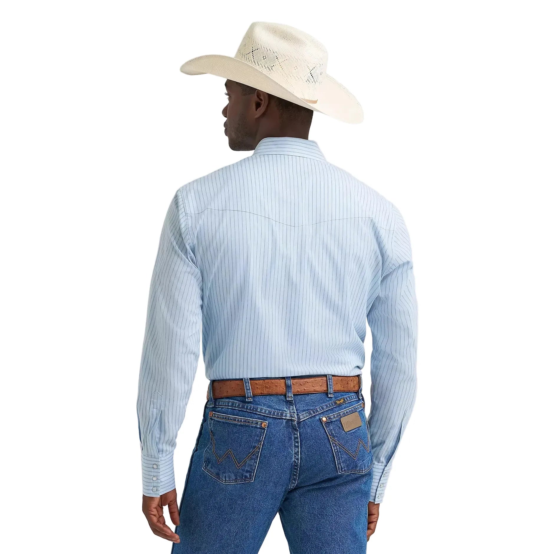 Men's Wrangler Wrinkle Resist Long Sleeve Western Snap Stripe Shirt 112374876