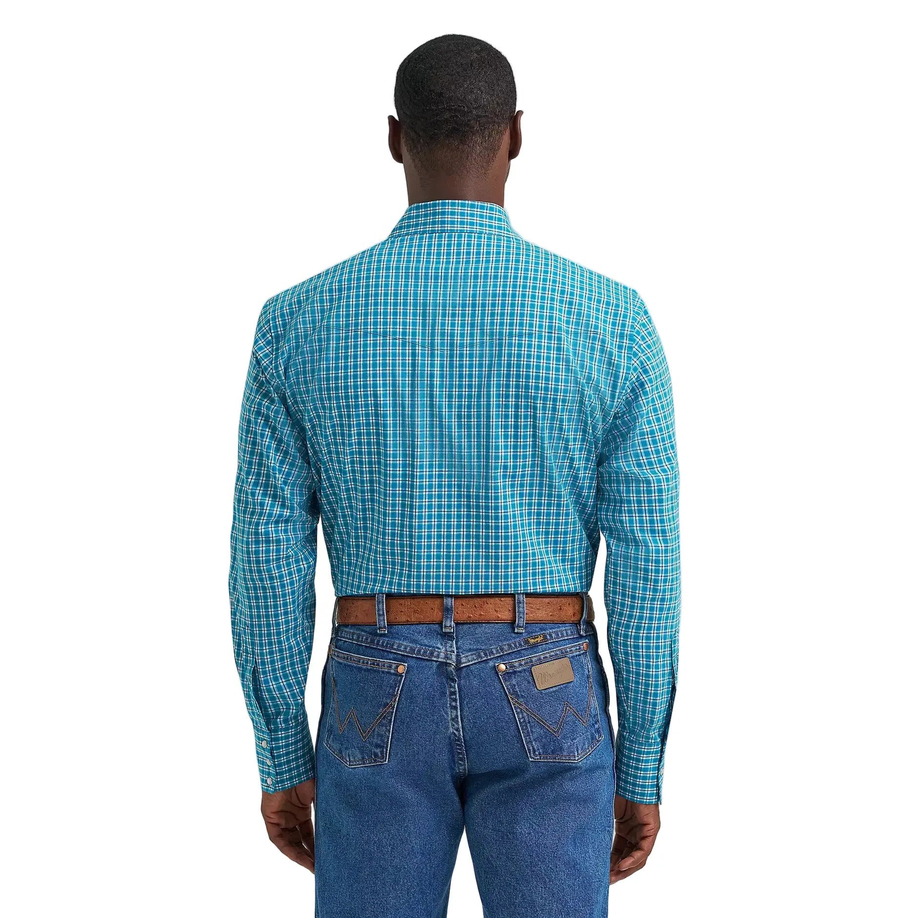 Men's Wrangler Wrinkle Resist Long Sleeve Western Snap Plaid Shirt 112374891