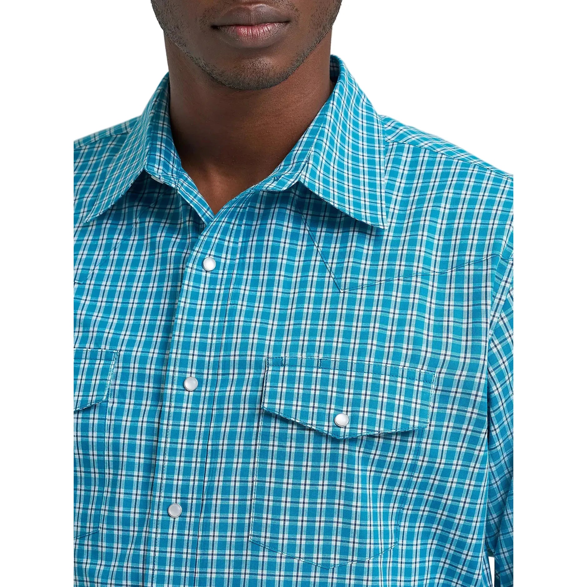 Men's Wrangler Wrinkle Resist Long Sleeve Western Snap Plaid Shirt Men's Wrangler Wrinkle Resist Long Sleeve Western Snap Plaid Shirt