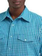 Men's Wrangler Wrinkle Resist Long Sleeve Western Snap Plaid Shirt 112374891