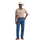 Men's Wrangler Hay Brown Wrinkle Resist Short Sleeve Western Snap Shirt 112374892