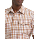 Men's Wrangler Hay Brown Wrinkle Resist Short Sleeve Western Snap Shirt 112374892