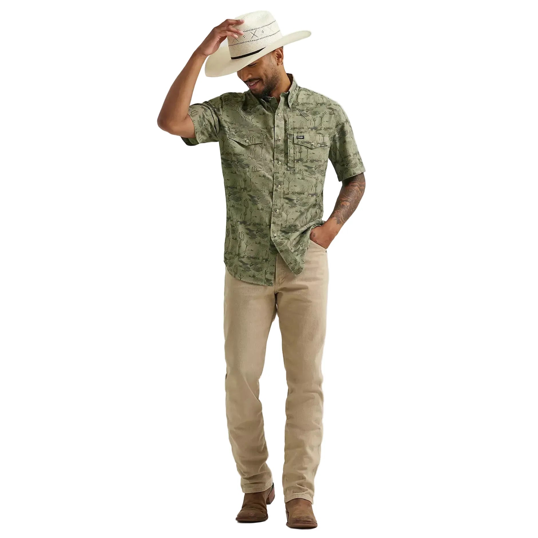 Men's Wrangler Olivine Printed Performance Shirt 112375130