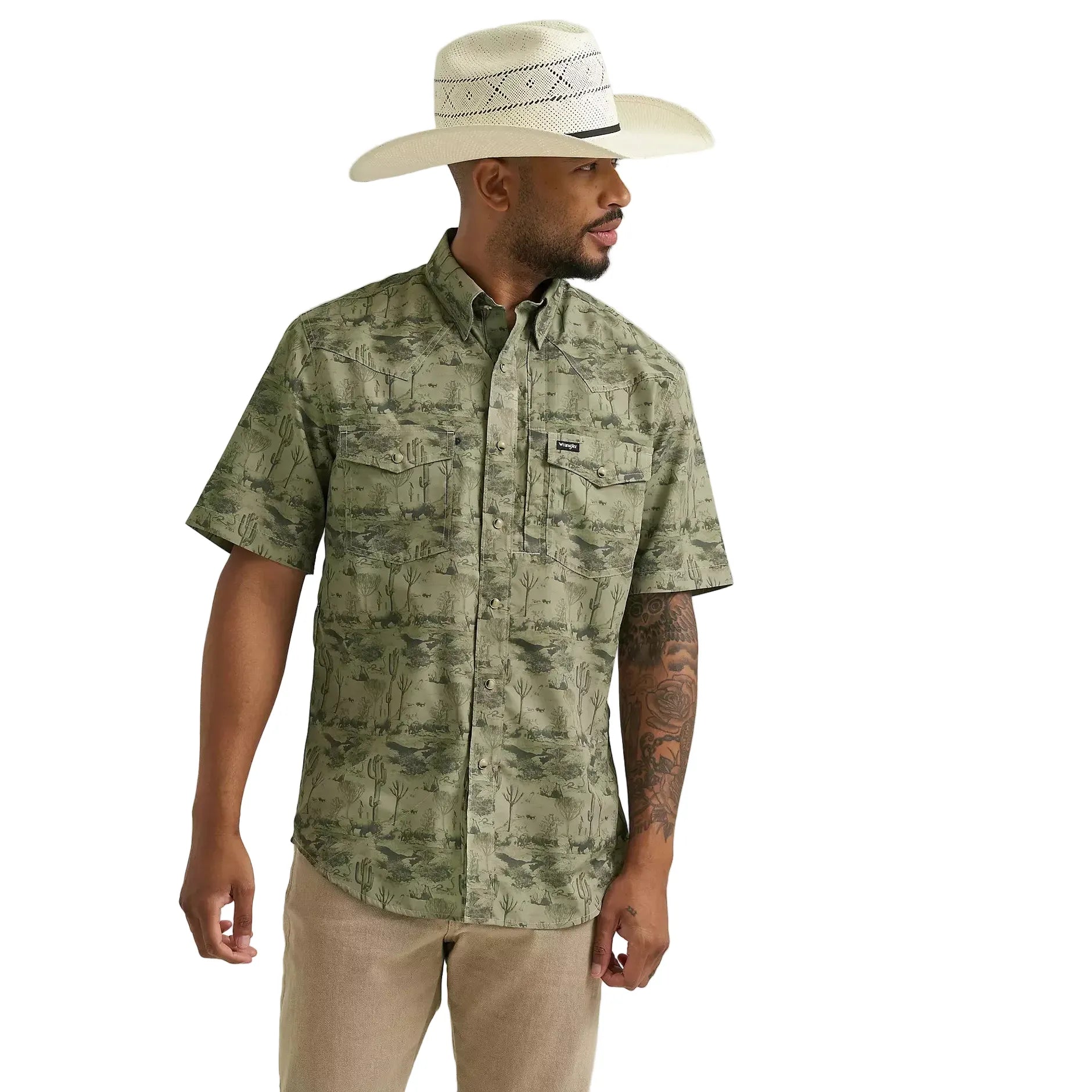 Men's Wrangler Olivine Printed Performance Shirt 112375130