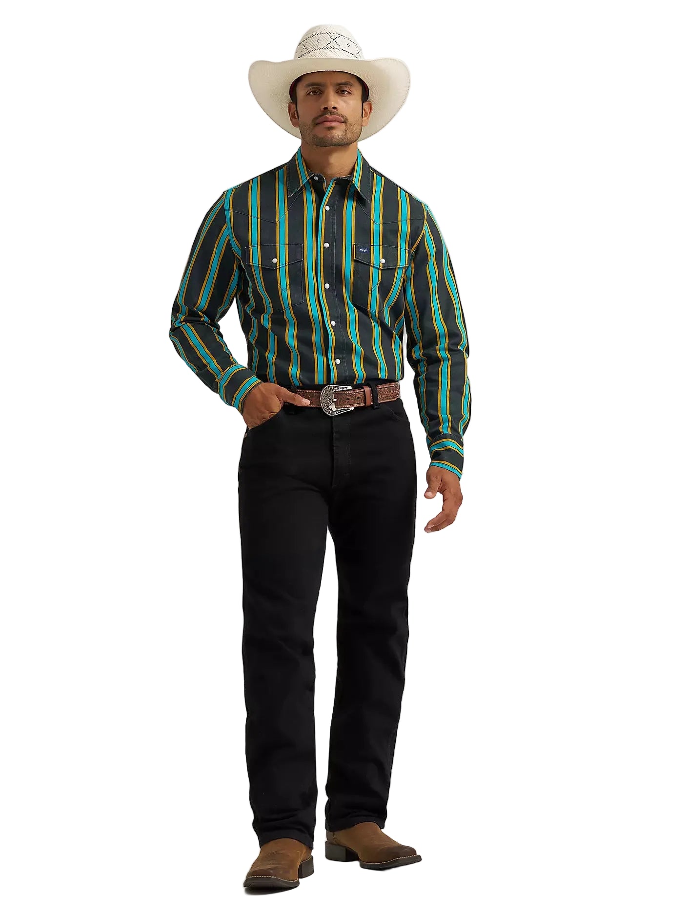 Men's Wrangler Vintage-Inspired Brushpopper Western Snap Work Shirt 112375714