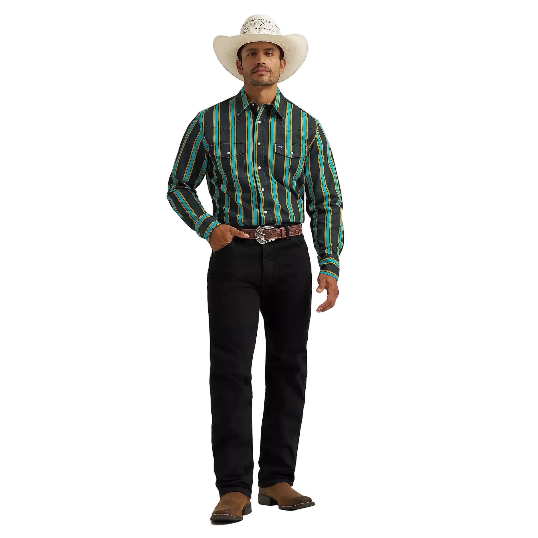 Men's Wrangler Vintage-Inspired Brushpopper Western Snap Work Shirt 112375714