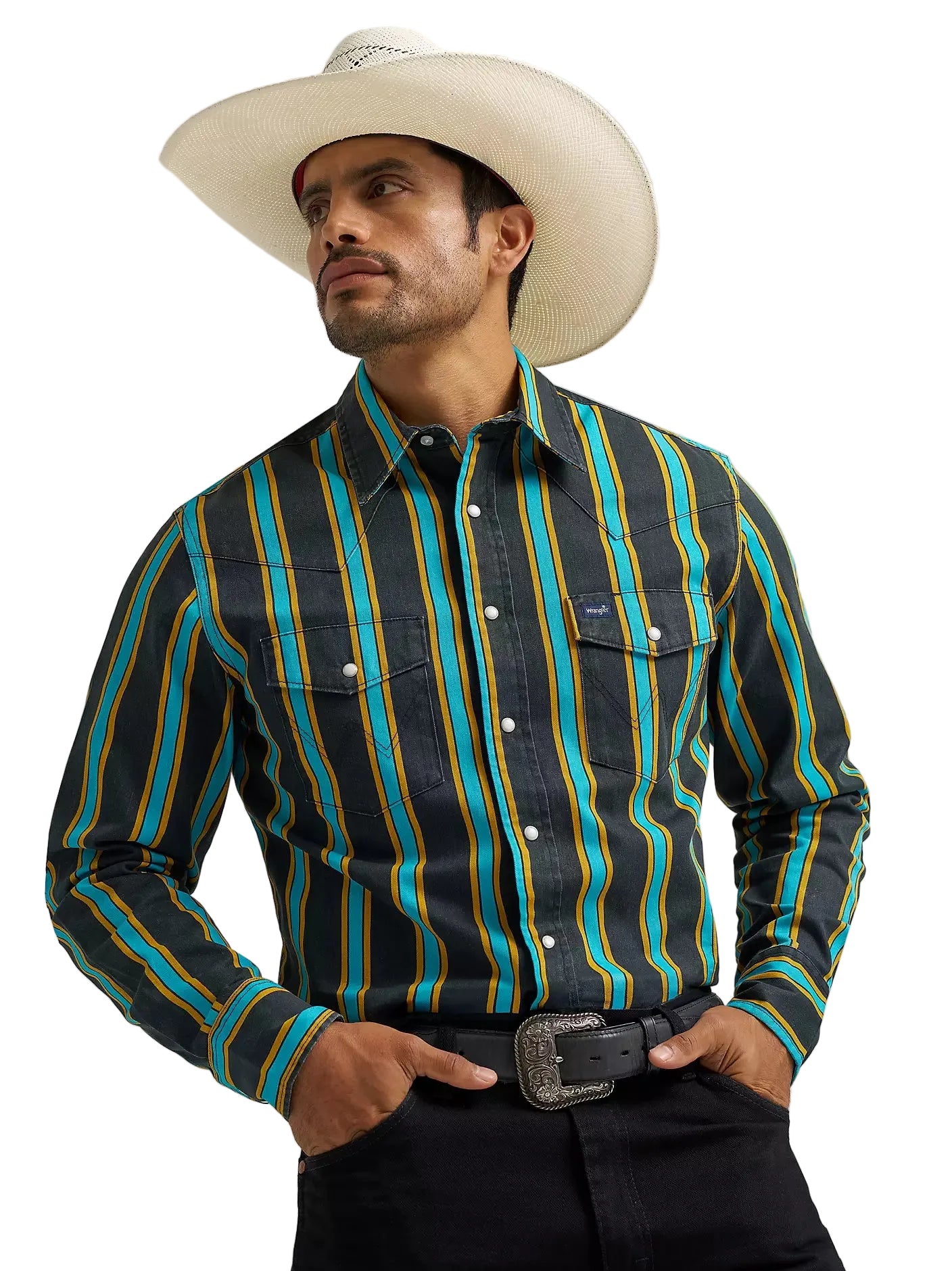 Men's Wrangler Vintage-Inspired Brushpopper Western Snap Work Shirt 112375714