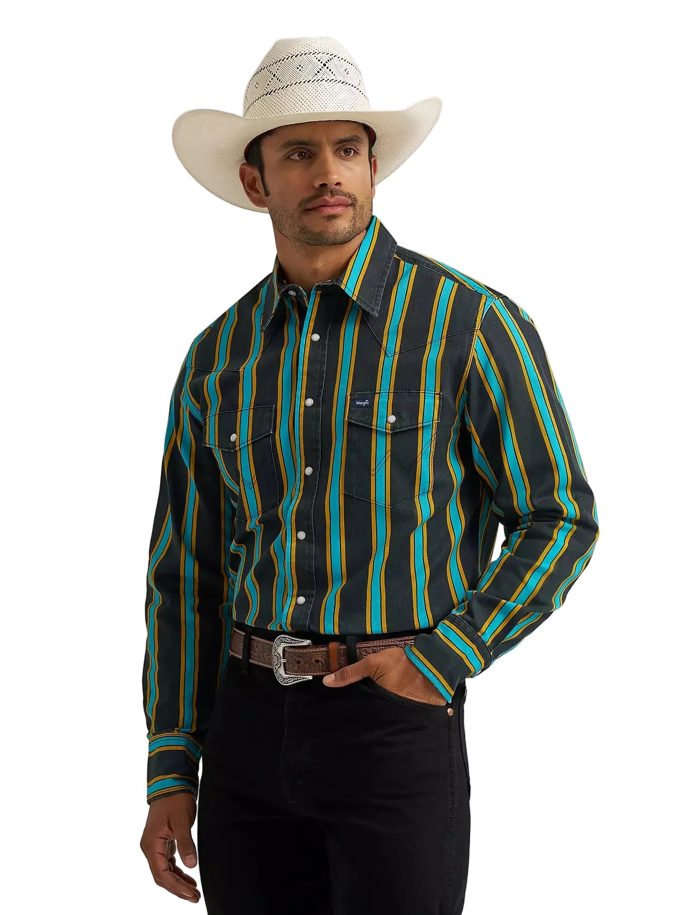 Men's Wrangler Vintage-Inspired Brushpopper Western Snap Work Shirt 112375714