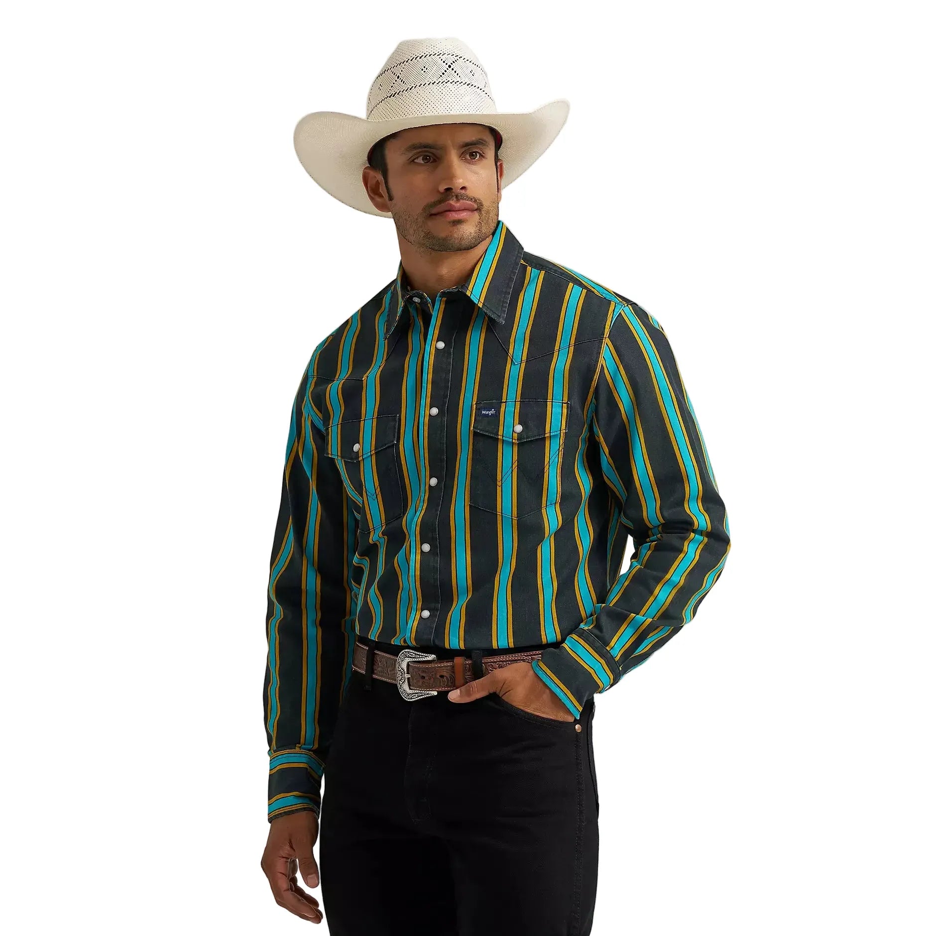 Men's Wrangler Vintage-Inspired Brushpopper Western Snap Work Shirt 112375714