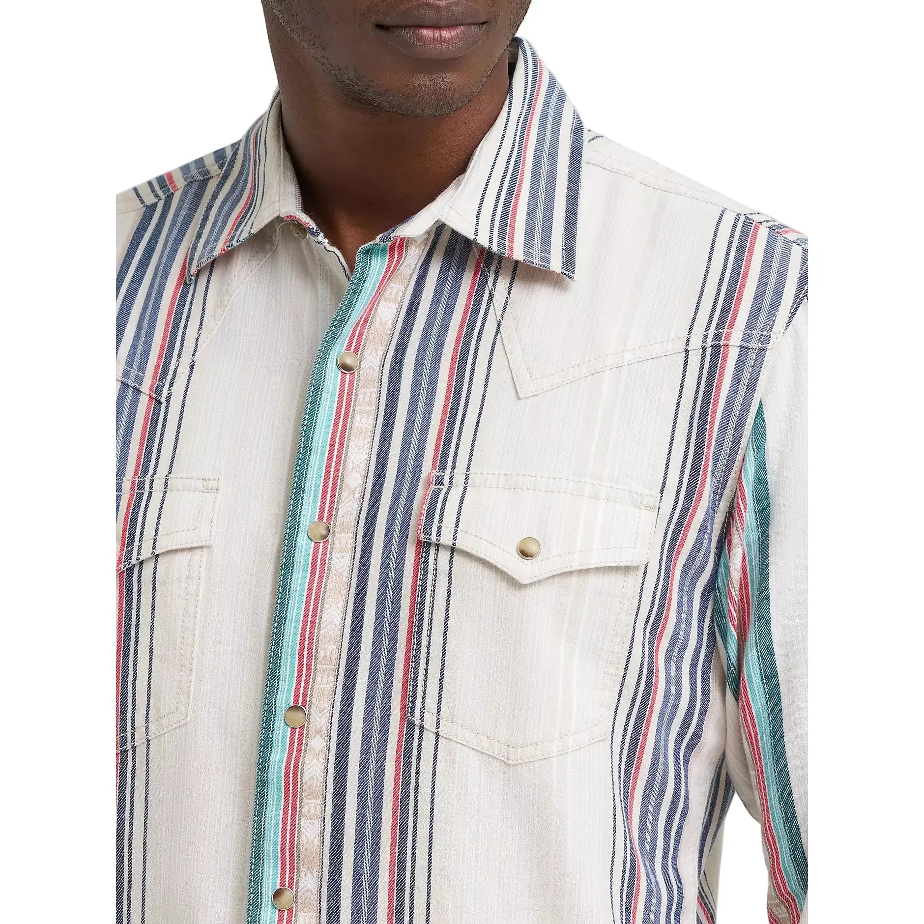 Men's Wrangler Pastel Pop Retro® Premium Stripe Western Snap Shirt 112378795