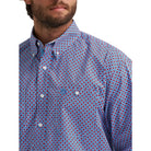 Men's Wrangler George Strait Red Blue Sparks Long Sleeve Button Down Two Pocket Shirt 112379064