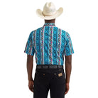 Men's Wrangler Dialed Up Blue Checotah Short Sleeve Western Snap Shirt 112379227