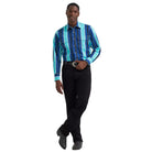 Men's Wrangler Cobalt Storm Vintage-Inspired Brushpopper Western Snap Work Shirt 112379229