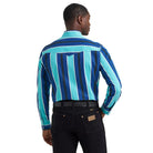 Men's Wrangler Cobalt Storm Vintage-Inspired Brushpopper Western Snap Work Shirt 112379229