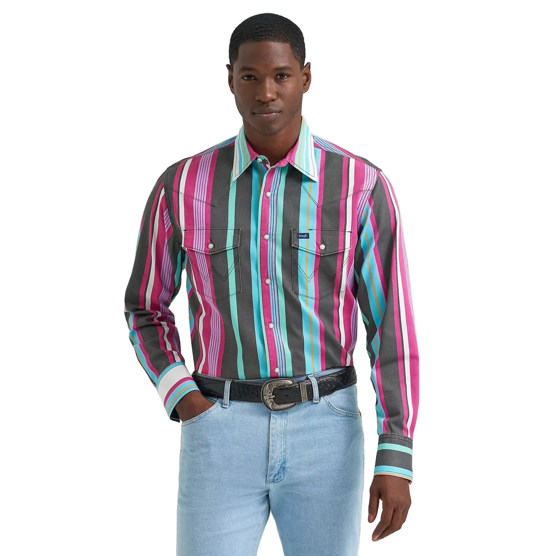Men's Wrangler Desert Dusk Vintage-Inspired Brushpopper Western Snap Work Shirt 112379230
