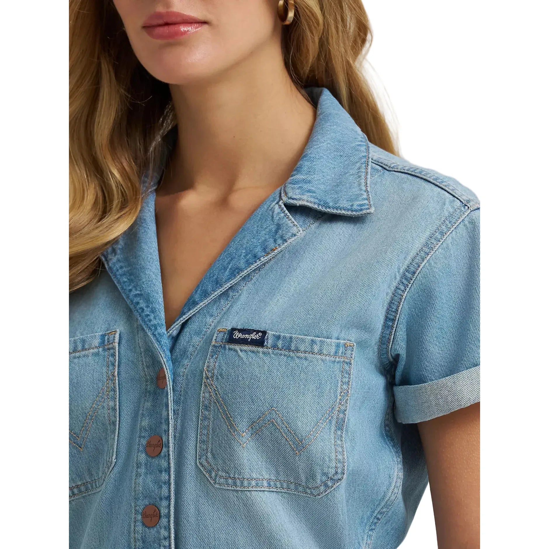Women's Wrangler Denim Snap Utility Romper 112379510
