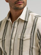 Wrangler Men's Olivine Retro Premium Stripe Western Snap Shirt 112384768