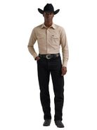 Men's Wrangler Khaki Cowboy Cut Long Sleeve Western Snap Chambray Work Shirt 112381688