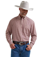 Men's Wrangler Rust Bands George Strait Performance Button Down Shirt 112381955